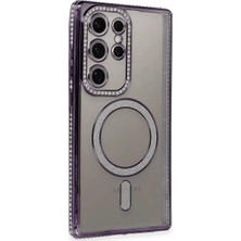 xirshop Samsung Galaxy S24 Ultra Kılıf Joke Simli Magneticsafe Kılıf - Derin Mor