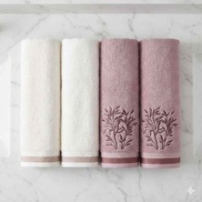 Özdilek Banyo Havlusu Nev Bordado Krem-Pudra Best Set Pamuk 70 x 150 cm Çok Renkli 4 Parça