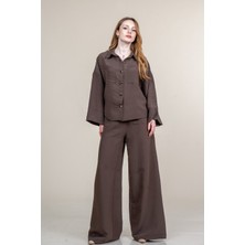 MissVina Çizgili Modal Kumaş Gömlek Pantolon Takım 1300