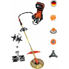 Alman Benzinli Sırt Tırpan Çift Çapalama Aparatı