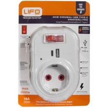 Yeni Tekli Akım Korumalı 5V 2,4A USB ve Type-C ile Hızlı Şarj, Anahtarlı Topraklı Priz, Sürekli Koruma, 16A 250V, Max 3500W Aşırı Yük Koruması