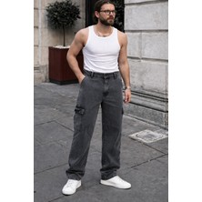 Comstar Erkek Antrasit Kargo Cep Baggy Pantolon  Pamuklu Günlük Kullanım İçin Rahat Model