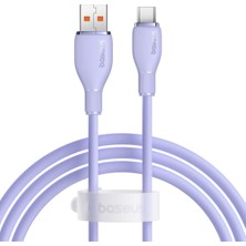 Pudding Hızlı Şarj Özellikli Type-C Kablo 100W, 1.2 Metre, Mor