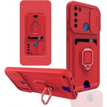 xirshop Xiaomi Redmi Note 8 Kılıf Zuma Kartvizitli Yüzüklü Silikon - Kırmızı