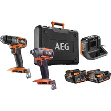 Aeg CK18 Ac-2 BL-X02B Çift Akülü Kömürsüz Kombo Set Darbeli Matkap + Darbeli Vidalama 2.0AH+4.0AH - 4935499435