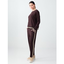 Jimmy Key Acı Kahve Normal Bel Normal Paça Çizgi Detaylı Jogger Pantolon