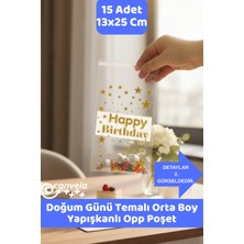 İstisna 15 Adet Happy Birthday Doğum Günü Temalı 13X25 cm Kendinden Yapışkanlı Opp Poşet