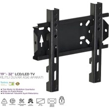19"-32" Sabit Kilitli LCD LED Tv Duvar Askı Aparatı, 25 kg Taşıma Kapasitesi, Televizyon Askısı, Duvara Montaj
