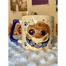 Mor Mürekkep Sad Üzgün Hamster Veteriner Temalı 1 Parça Seramik Kupa Bardak Fincan 250 ml Lacivert