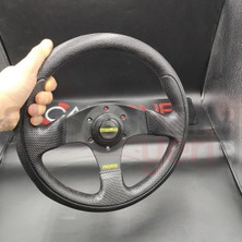 Carlone Momo Spor Yarış Direksiyonu-Ofsetsiz-Noktalı ve Kaymaz Desenli Deri 30CM