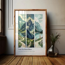 Ninastore Tour Du Mont Blanc Yürüyüş Posteri: Fransız Alpleri Seyahat Sanatı