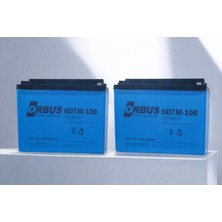 Orbus 12V 100AMPER  2'li Paket 100AH 3 Tekerlekli Elekrikli Araçlar Için Jel Akü - Ebatlar: 224X150X178MM