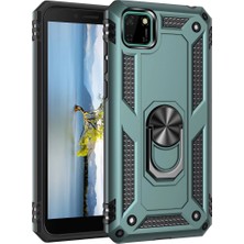 xirshop Huawei Y5P Kılıf Sofya Yüzüklü Silikon Kapak - Yeşil
