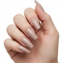 Eda Luxury Beauty 24'lü Doğal Nude Bej Takma Tırnak Seti Lüks Parlak Natürel Extra Uzun Küt Kare Balerin Yapıştırıcılı False Nails Set