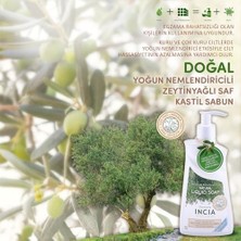 Yoğun Nemlendirici INCIA%100 Doğal Zeytinyağlı Sıvı Kastil Sabunu 250 ml Vegan İçerik ile Hassas Ciltler İçin