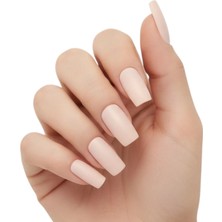 Eda Luxury Beauty 24'lü Doğal Nude Bej Mat Takma Tırnak Seti Lüks Natürel Uzun Küt Kare Yapıştırıcılı False Nails Set