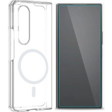 Vendas Samsung Galaxy Z Fold 4 Kamera Korumalı M-Safe Şarj Özellikli Şeffaf Zore London Sert PC Kapak + Nano Ekran Koruyucu