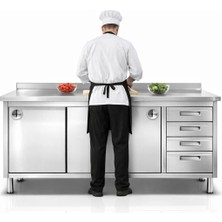 Krom Çalışma Tezgahı , Dolaplı , Çekmeceli , Krom , Paslanmaz