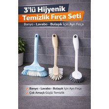Manosta 3’lü Hijyenik Temizlik Fırça Seti | Banyo-Lavabo-Bulaşık Için Ayrı Fırça | Çok Amaçlı Güçlü Temizlik