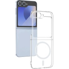 Vendas Samsung Galaxy Z Flip 6 Kamera Korumalı M-Safe Şarj Özellikli Şeffaf Zore London Sert PC Kapak