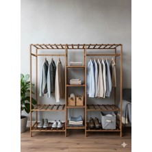 KARAS AHŞAP Ahşap Açık Gardırop Elbise Askılığı BÜYÜK GARDIROP