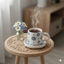 Moda Marifet Nazar Boncuklu Çay Kahve Kupası Ve Tabağı