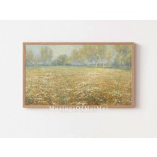 Ninastore Samsung Tv Çerçeve Sanatı / Vintage Manzara Tablosu Dijital Sanat / Kır Çiçekleri Tarlası Sanatı / T