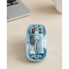 Toyigoo Bluetooth 5.2 ve 2.4g USB Kablosuz Mouse Pilli Mavi Tasarım