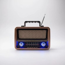 Dexxony Nostaljik Bluetooth Radyo USB SD MP3 Çalar Büyük Salon Tipi Bronz 25x18 cm