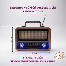 Dexxony Nostaljik Bluetooth Radyo USB SD MP3 Çalar Büyük Salon Tipi Bronz 25x18 cm
