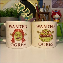 Mor Mürekkep Shrek & Fiona 2’li Çift Kupa Bardak Çay Kahve Fincanı