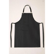 EFT Beyaz-Siyah Çizgili Cepli Askılı Ayarlanabilir Önlük