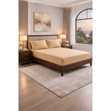 Homenup 120X200 Tek Kişilik Lastikli Çarşaf (Nevresim Kumaşı) Pamuk-Polyester Bej