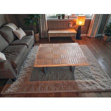 Mirrorss Orta Sehpa Ceviz Renk Retro Tasarım Çay Kahve Sehpası Salon Ofis Sehpa 90 x 75 cm
