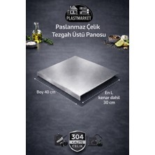 Feyza Design Paslanmaz Çelik Kesme ve Hamur Yoğurma Tahtası, Kaymaz L Kenar 40X30 cm