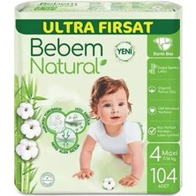 Bebem Natural Ultra Fırsat Maxi 4 Numara Bebek Bezi 104 Adet 7-14 kg