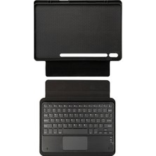 Fuchsia Galaxy Tab S7 Plus T970 ile Uyumlu 14.6 Inç Savvy Kılıf Bluetooh Bağlantılı Standlı Klavyeli