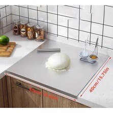 Feyza Design Paslanmaz Çelik Çok Yönlü Tek Taraf Bükümlü Kesme Tahtası 50X40 cm