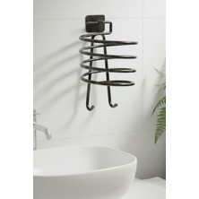 UG Home Siyah Kare Yapışkanlı Kancalı Fön Makinesi Askısı Askıtutacağı