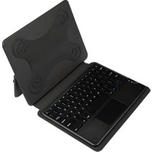 Fuchsia Galaxy Tab S9 Fe ile Uyumlu Savvy Keyboard Bluetooh Bağlantılı Standlı Klavyeli Tablet Kılıfı