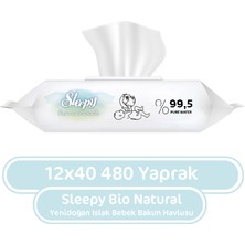 Sleepy Bio Natural Yenidoğan Islak Mendil 480 Yaprak 12x40 Paraben ve Parfüm İçermez