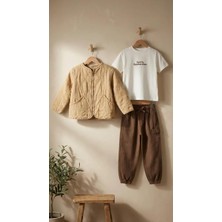 Tufy Erkek Çocuk Bayramlık 3’lü Takım Kapitone Ceket Tişört Pantolon Kombin Set