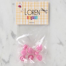 Bucuks Loren Crafts 8 Li Şeffaf Pembe Çilek Düğme - 251