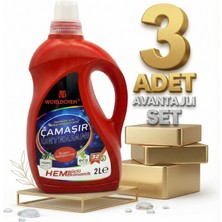 Safia Worldchem Çamaşır Detarjanı Sıvı Renkliler 3x2 Lt