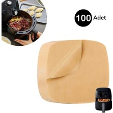 Bucuks 100 Adet Air Fryer Pişirme Kağıdı Tek Kullanımlık Yağ Su Geçirmez Yapışmaz Deliksiz Düz Kare Model
