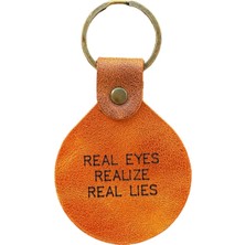 Pepuza Real Eyes Realize Real Lies Logolu Hakiki Deri Anahtarlık