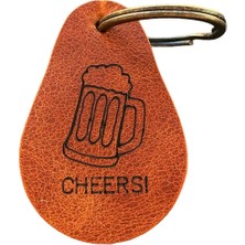 Pepuza Cheers Logolu Hakiki Deri Anahtarlık