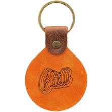 Pepuza Chill Logolu Hakiki Deri Anahtarlık