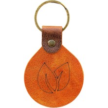 Pepuza Çift Yaprak Logolu Hakiki Deri Anahtarlık