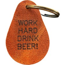 Pepuza Work Hard Logolu Hakiki Deri Anahtarlık